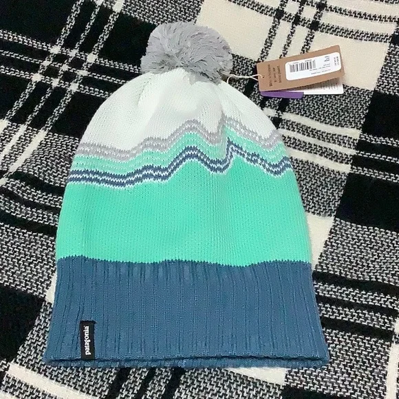 🔴 Patagonia kid’s powder town beanie ridge rise knit fresh teal - Picture 5 of 8
